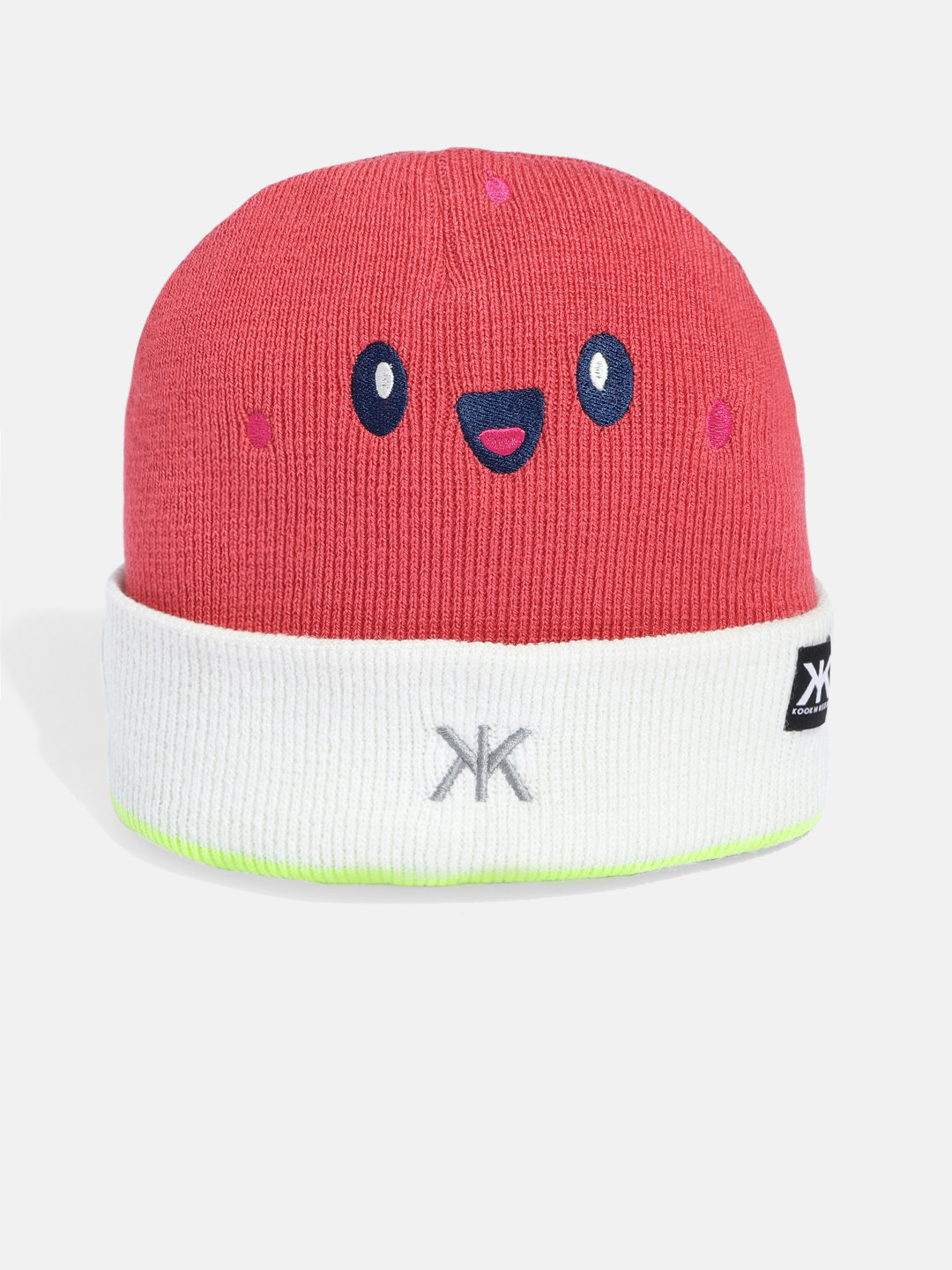 Kook N Keech Unisex Red & White Embroidered Beanie