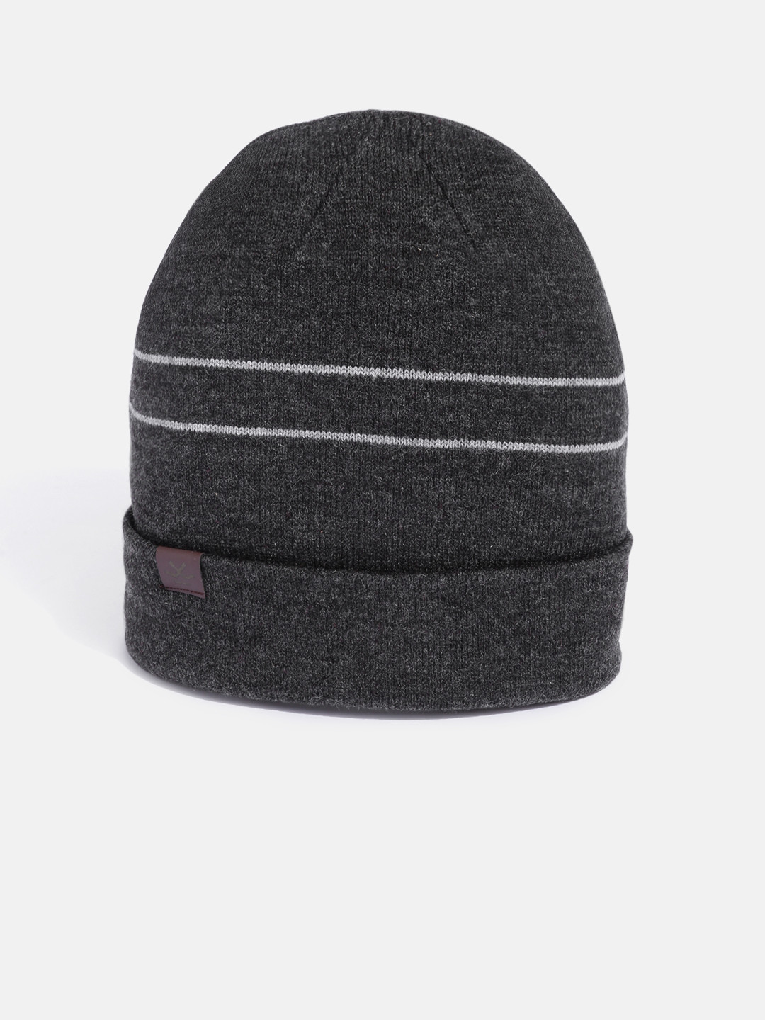 WROGN Unisex Grey Striped Beanie