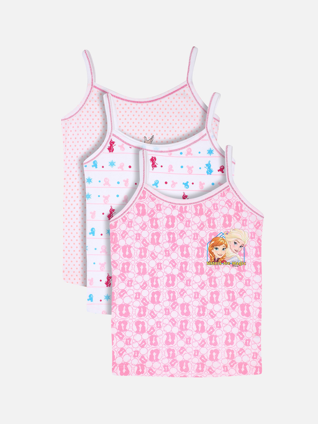 Bodycare Kids Pack of 3 Girls Shoulder Straps Frozen Printed Vests