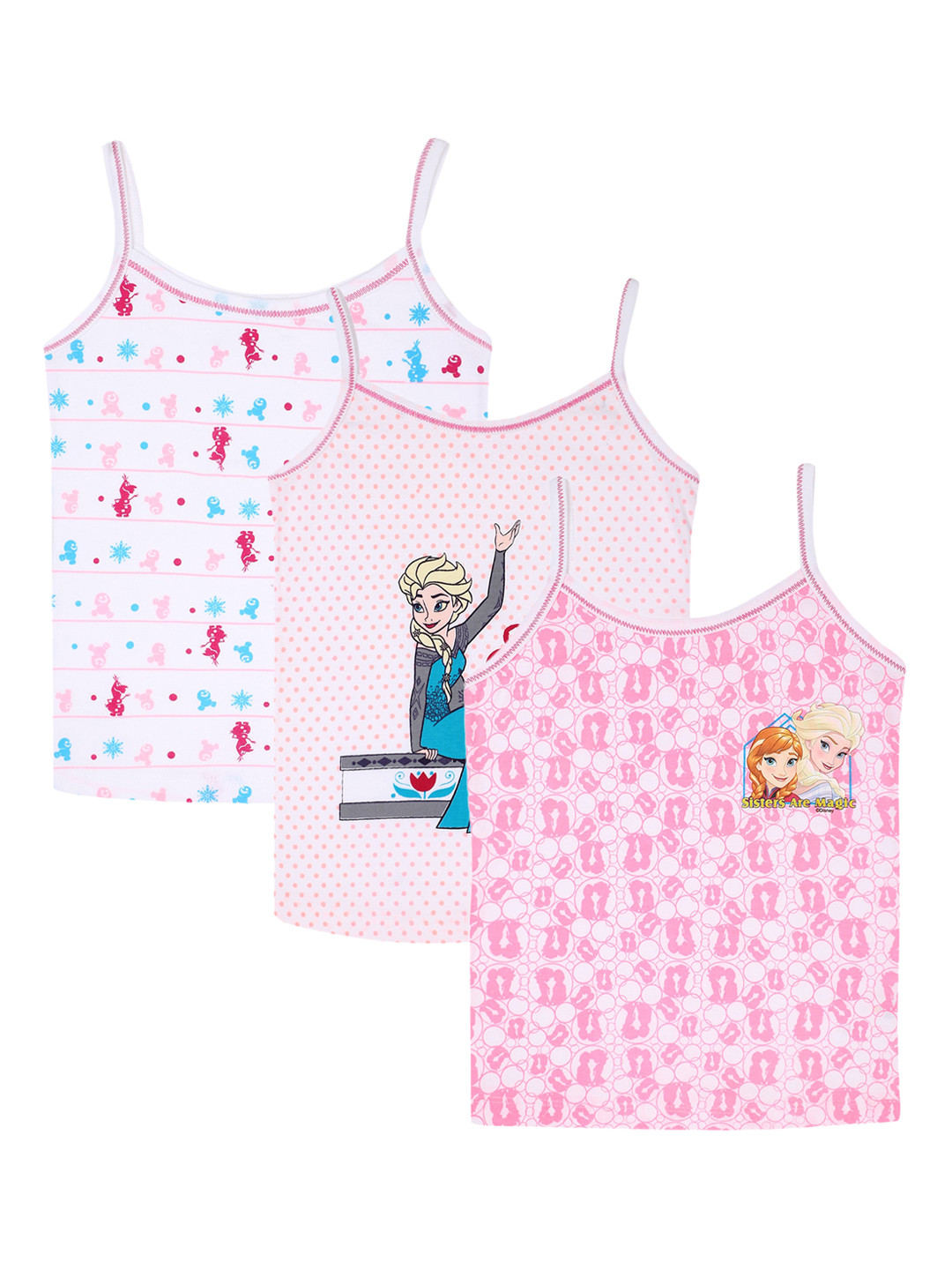 Bodycare Kids Girls Pack Of 3 Assorted Frozen Cotton Innerwear Vests KIA969-PK004