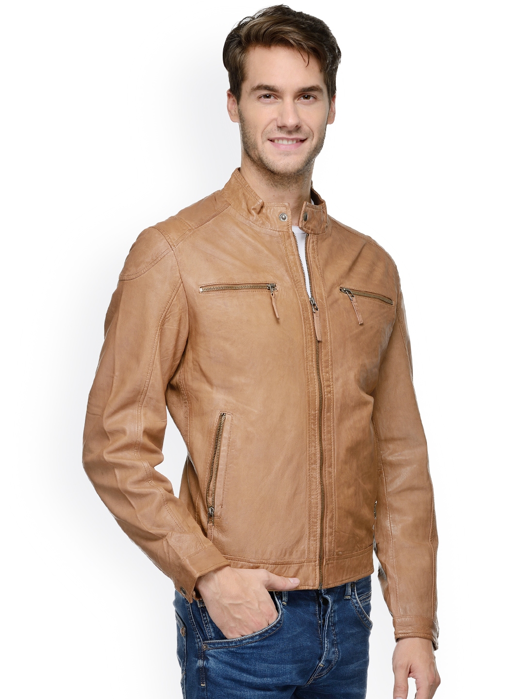 Teakwood Leathers Tan Brown Leather Jacket Jackets For Men Image