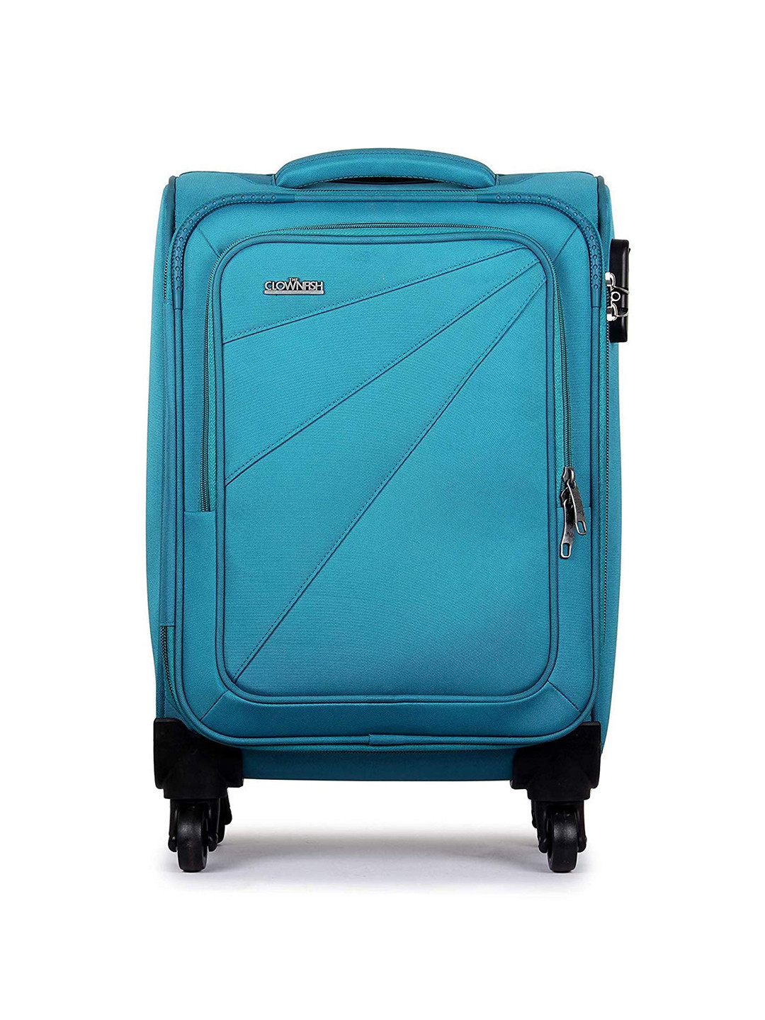 THE CLOWNFISH Voyage Blue Solid Soft-Sided Large Trolley Bag