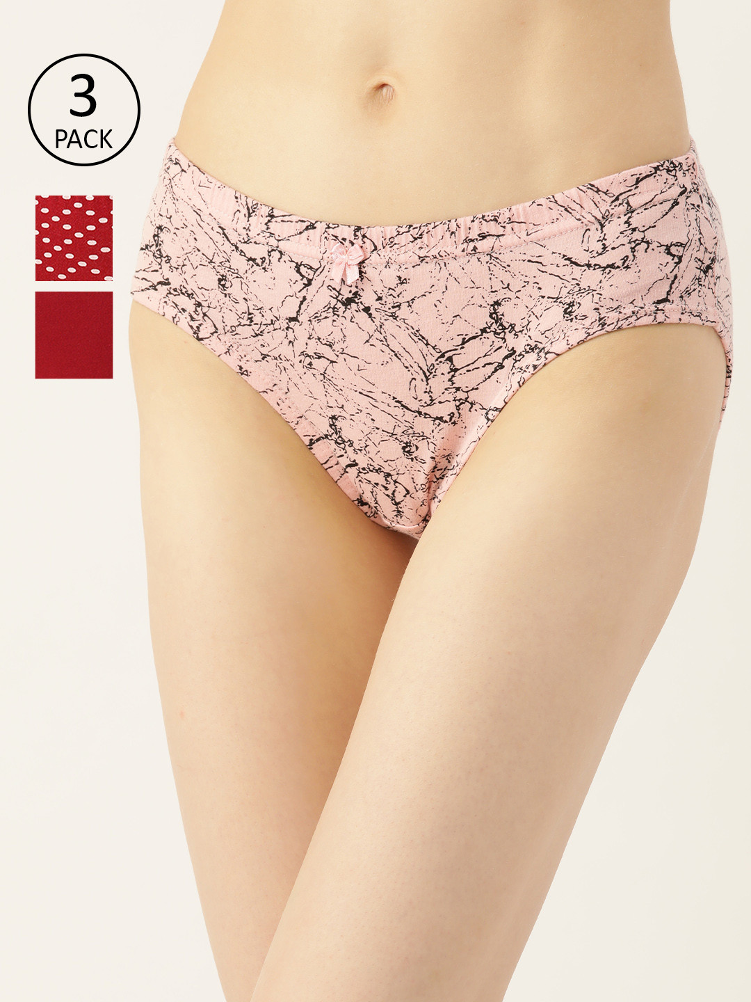 Leading Lady Women Pack of 3 Pure Cotton Printed Basic Briefs LLL-149-3