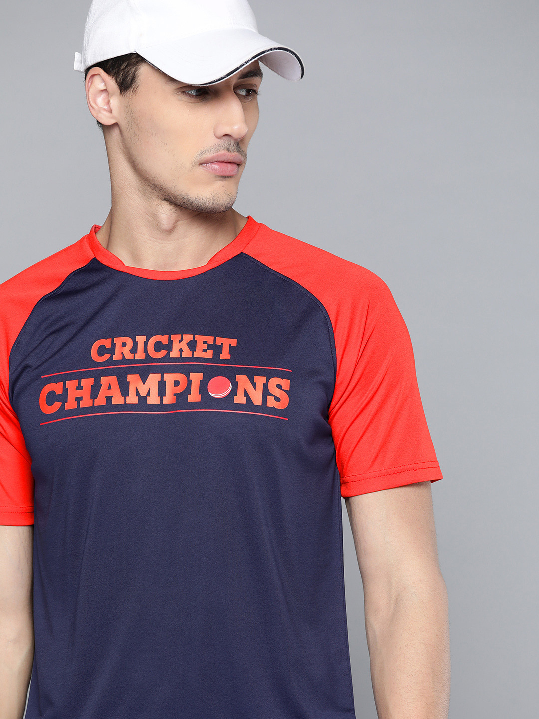 HRX By Hrithik Roshan Cricket Men Medieval Blue Rapid-Dry Typography Tshirts