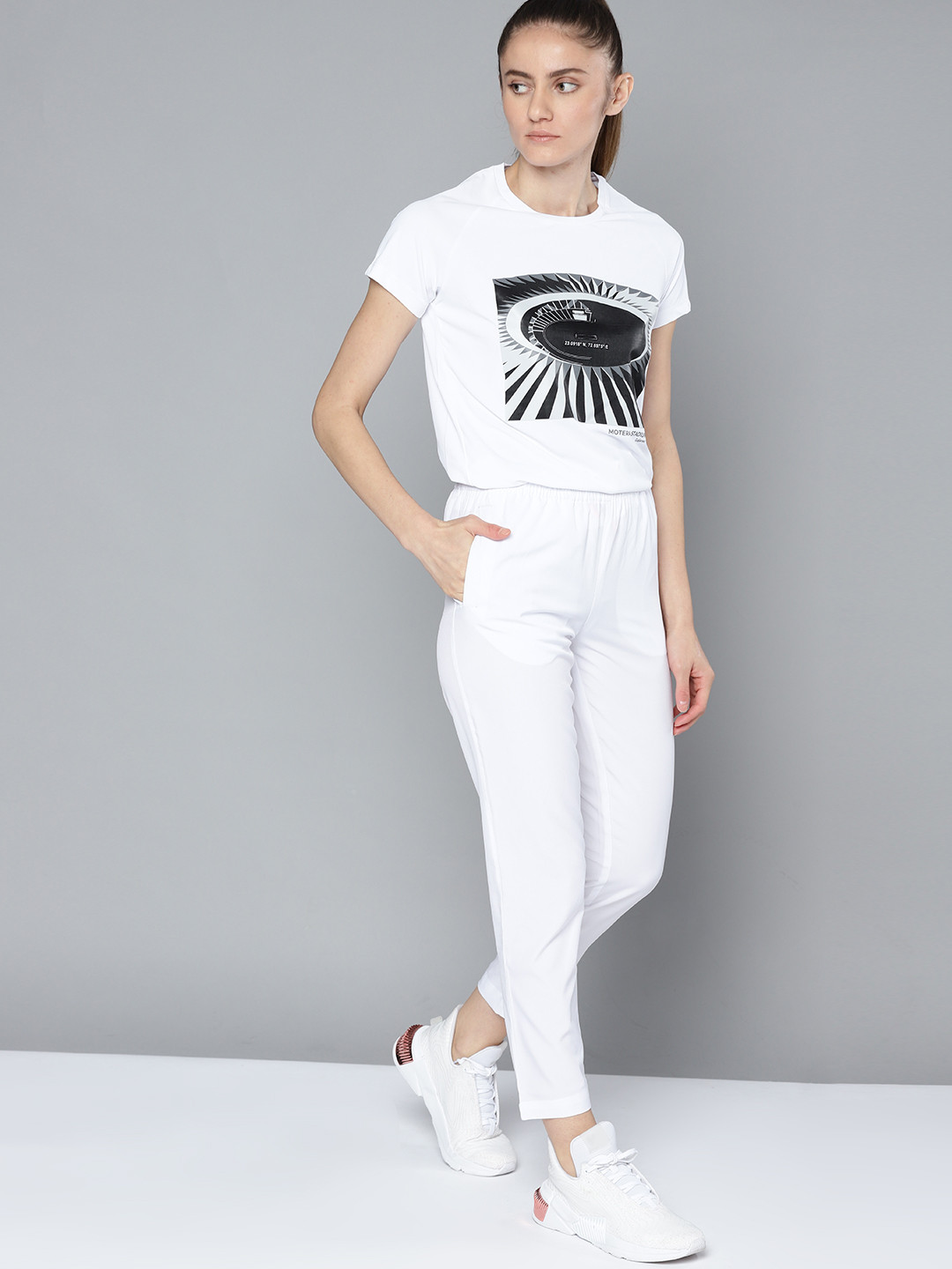 HRX By Hrithik Roshan Women Optic White Rapid-Dry Graphic Cricket Tshirt