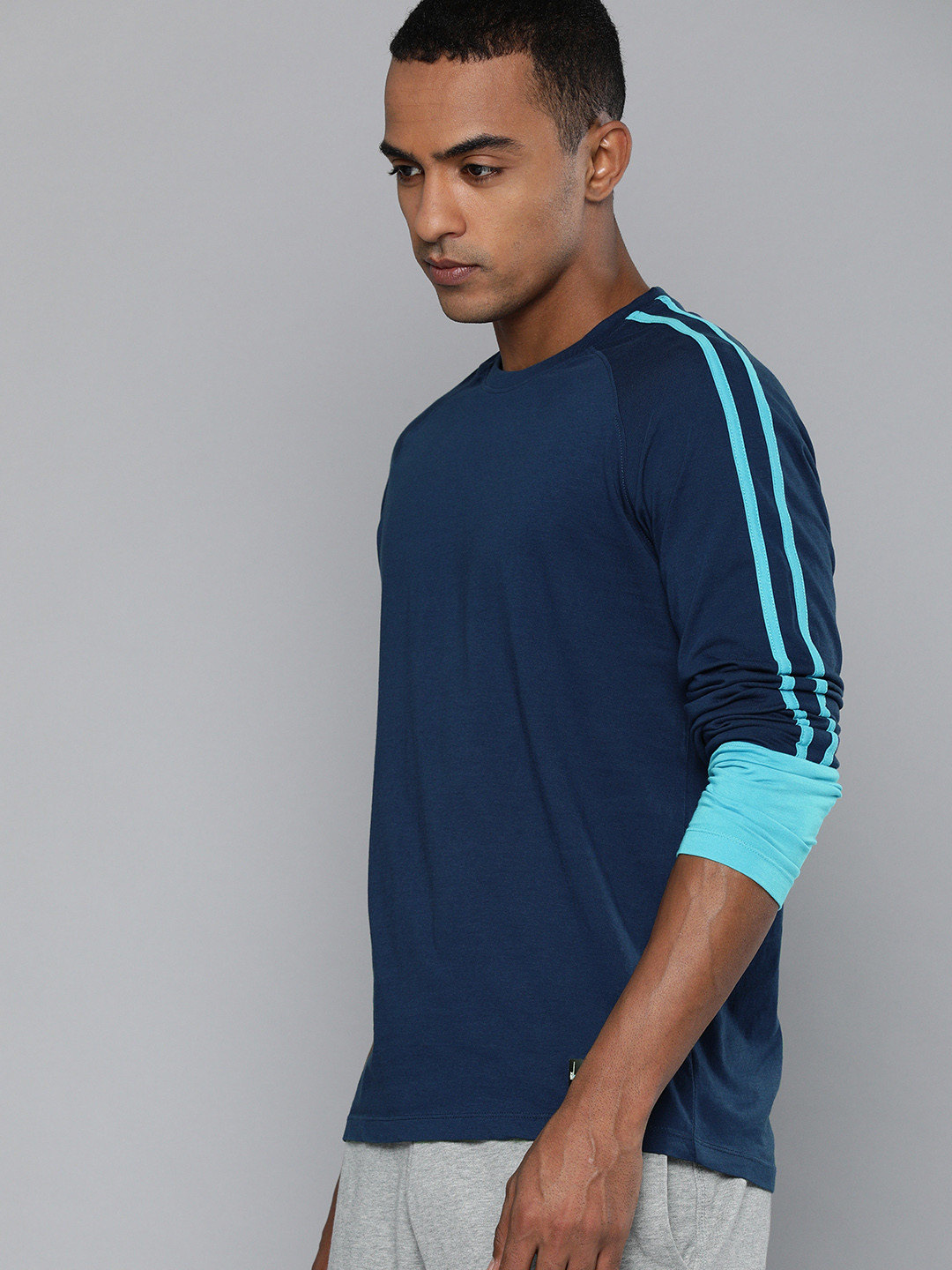 HRX By Hrithik Roshan Lifestyle Men Medieval Blue Bio-Wash Tshirts