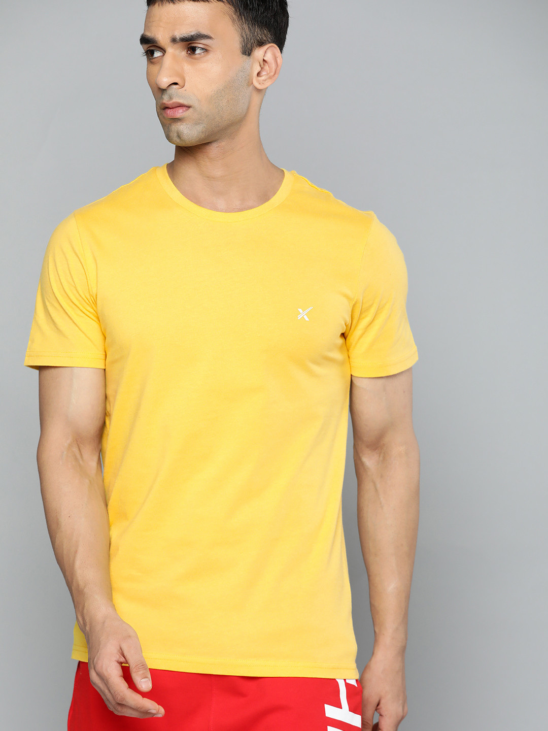 HRX By Hrithik Roshan Lifestyle Men Mustard Yellow Bio-Wash Typography Tshirts
