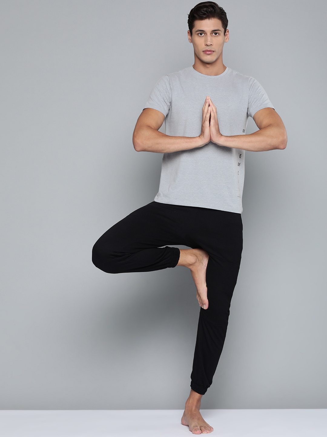 Buy HRX By Hrithik Roshan Yoga Men Grey Melange Typography