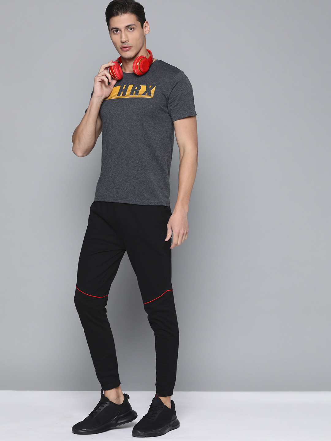 HRX By Hrithik Roshan Lifestyle Men Jet Black Bio-Wash Solid Joggers