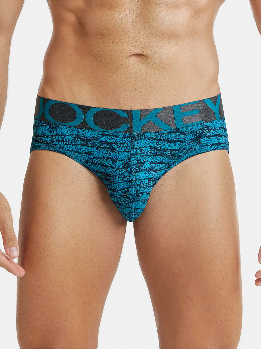 Jockey Men Blue & Black Printed Basic Briefs-IC29-0105-ODEPR
