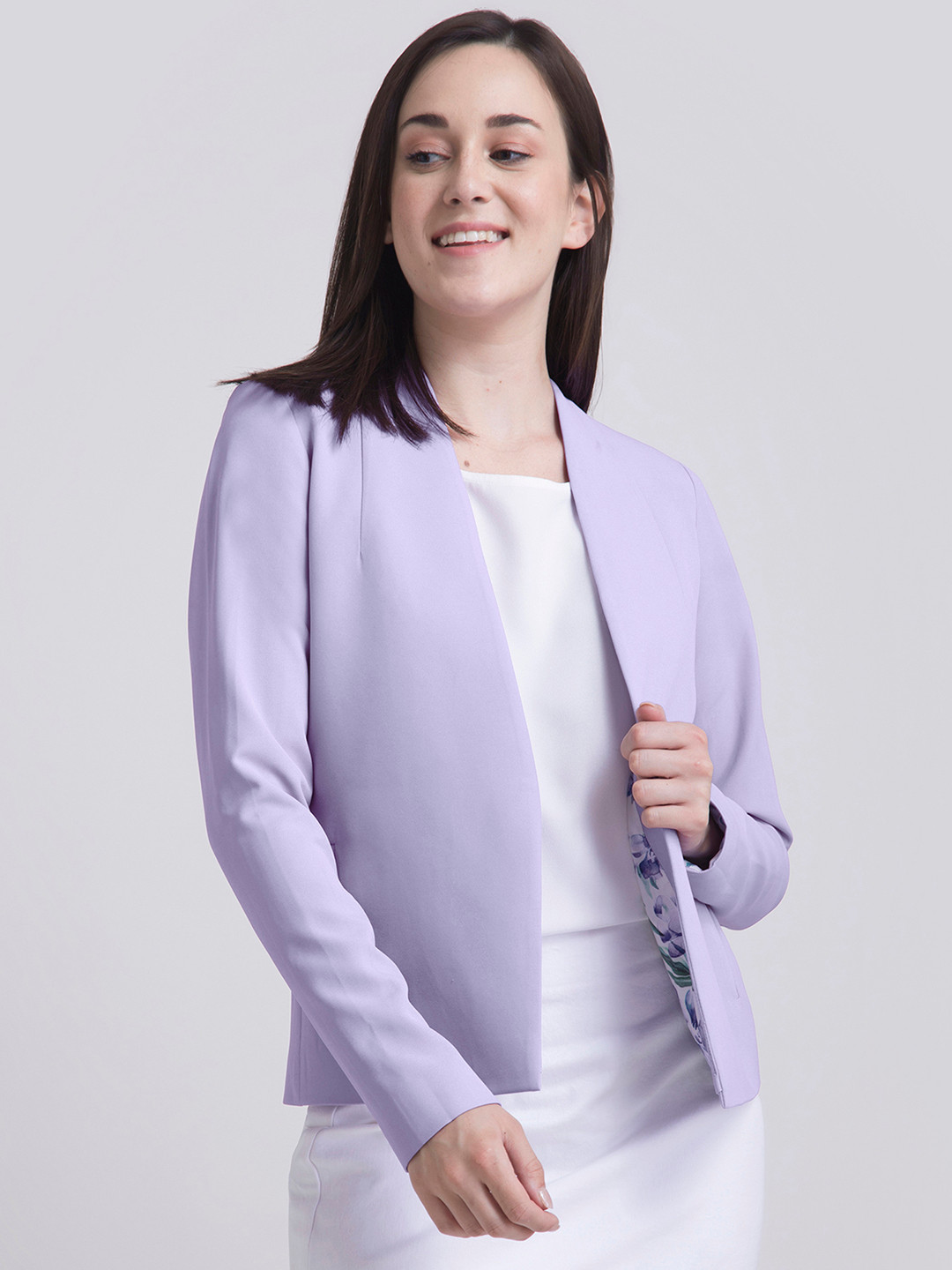 FableStreet Women Purple Anti-Wrinkle and Stretchable Formal Blazer