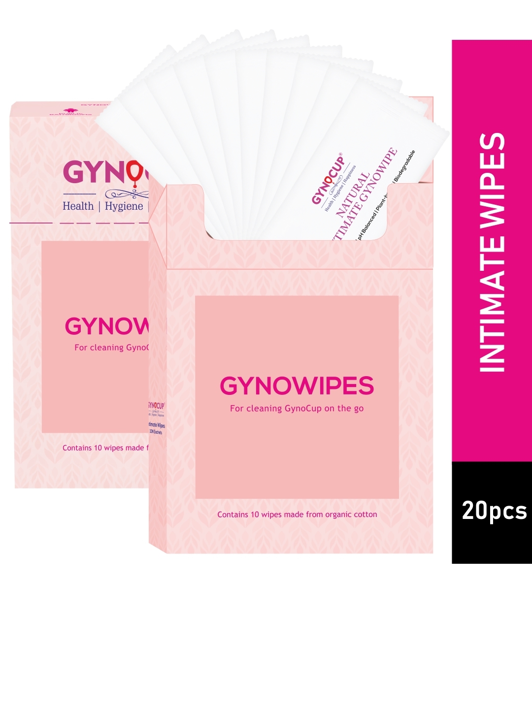 GYNOCUP Pack of 2 Natural Intimate Wipes  20 Wipes