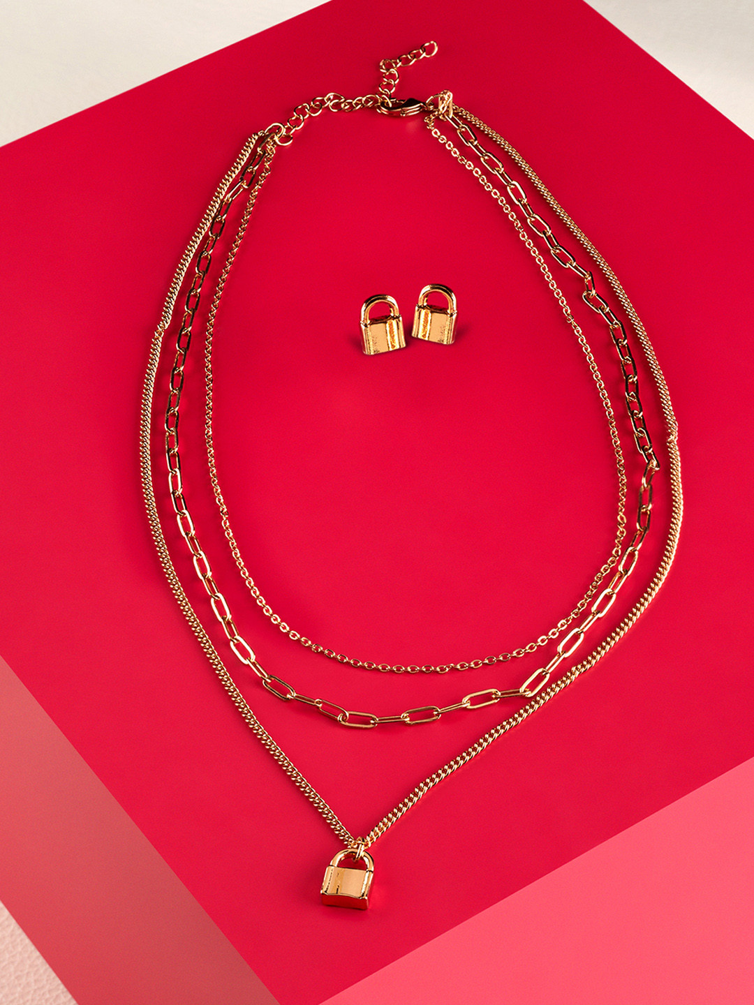 AMI Gold-Plated Contemporary Layered Jewellery Set