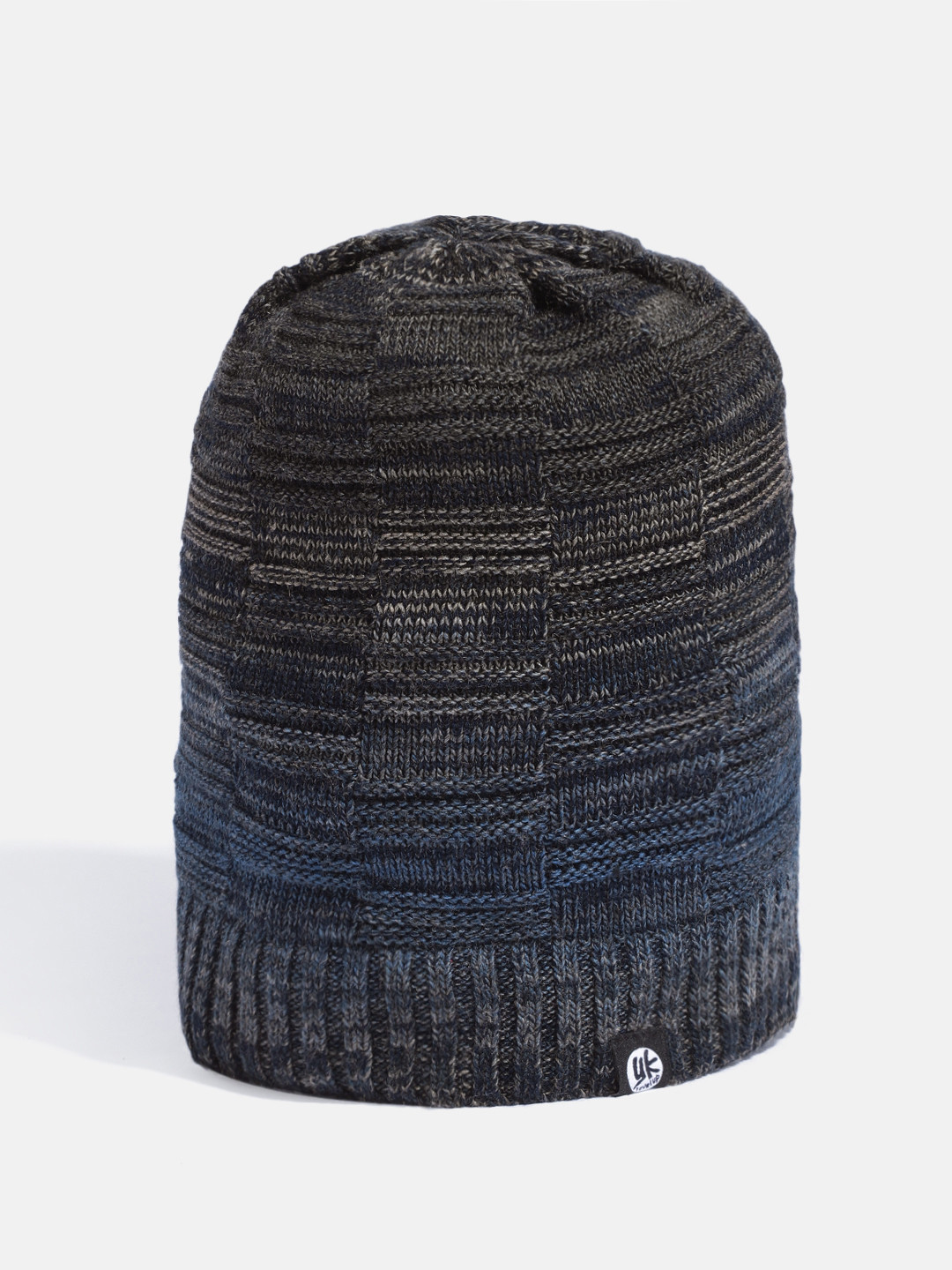 YK Unisex Kids Charcoal & Blue Beanie