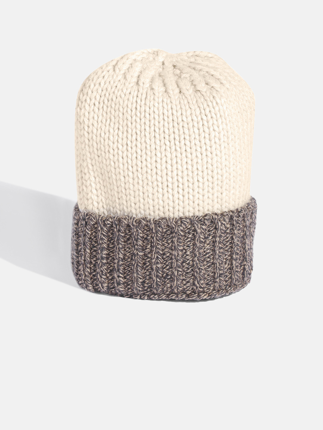 YK Kids Beige & Brown Solid Beanie