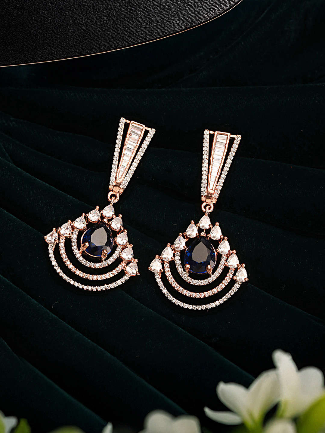 Saraf RS Jewellery Blue Contemporary Drop Earrings