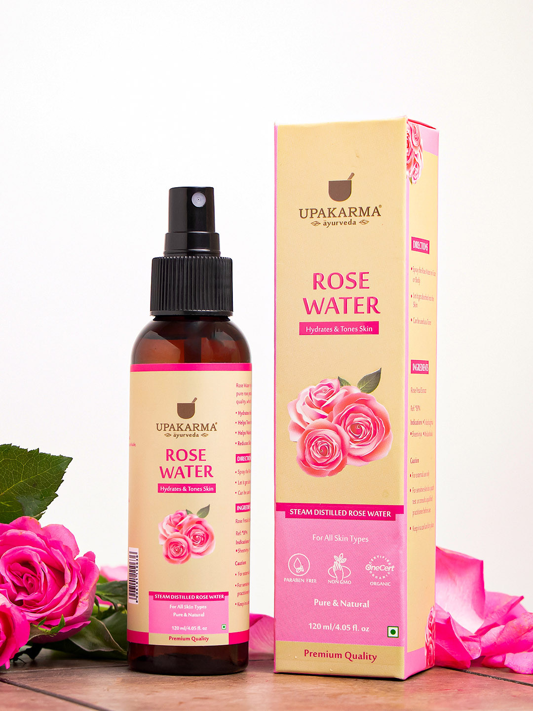 UPAKARMA Premium and Natural Rose Water Spray Gulab Jal for Face 120ml