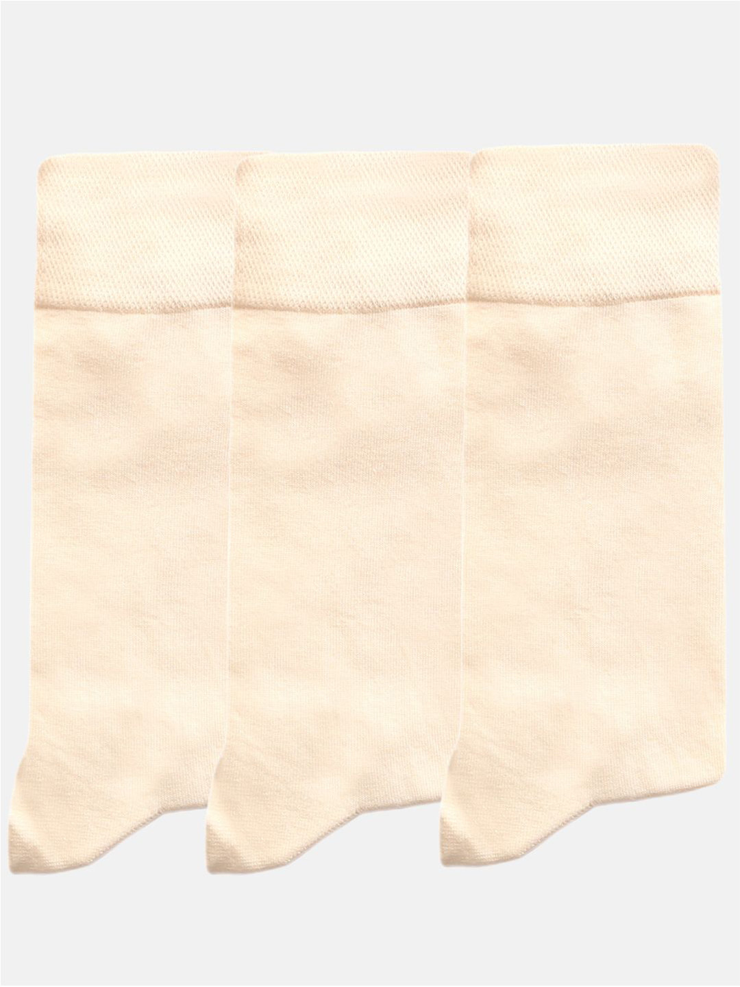 N2S NEXT2SKIN Men Pack Of 3 Cream-Coloured Solid Calf-Length Cotton Socks