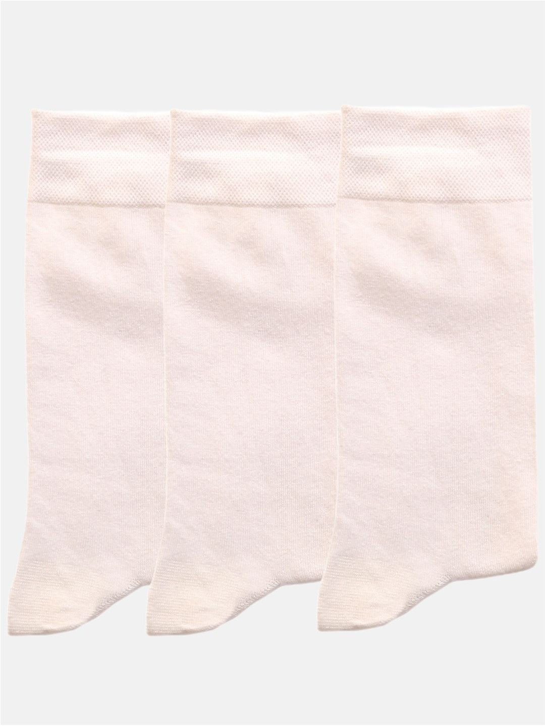 N2S NEXT2SKIN Men Pack Of 3 White Solid Calf-Length Seamless Socks