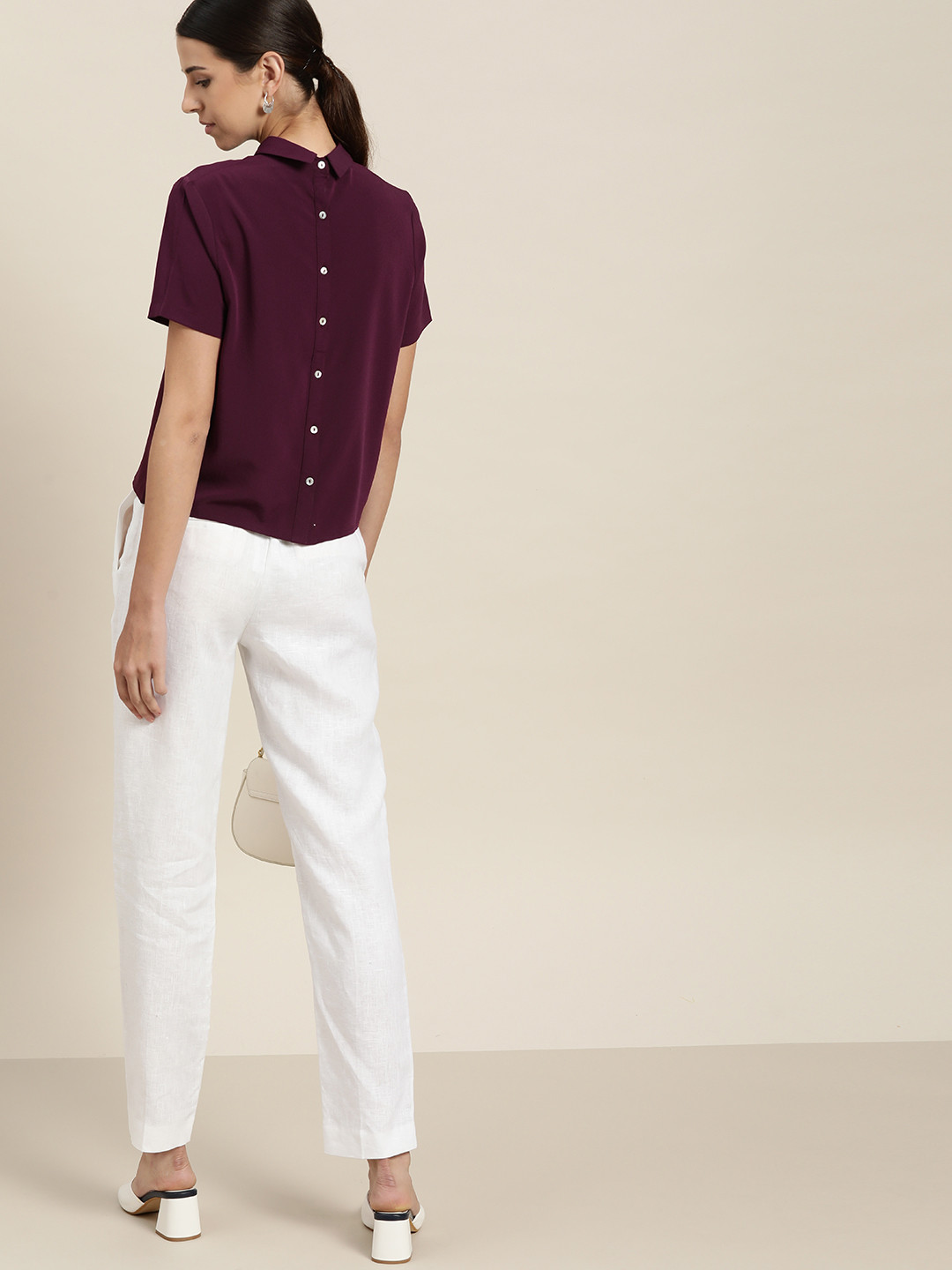 her by invictus Burgundy Solid Styled Back Top