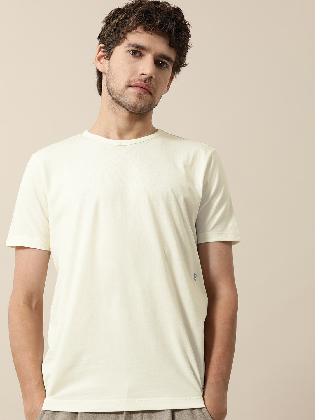 Mr Bowerbird Men Off White Regular Fit T-shirt
