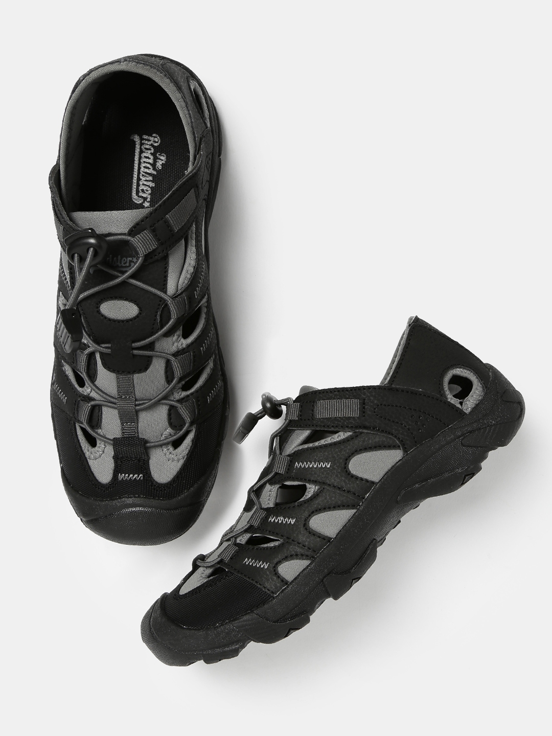 Buy Roadster Men Black Grey Sports Sandals Sports Sandals for