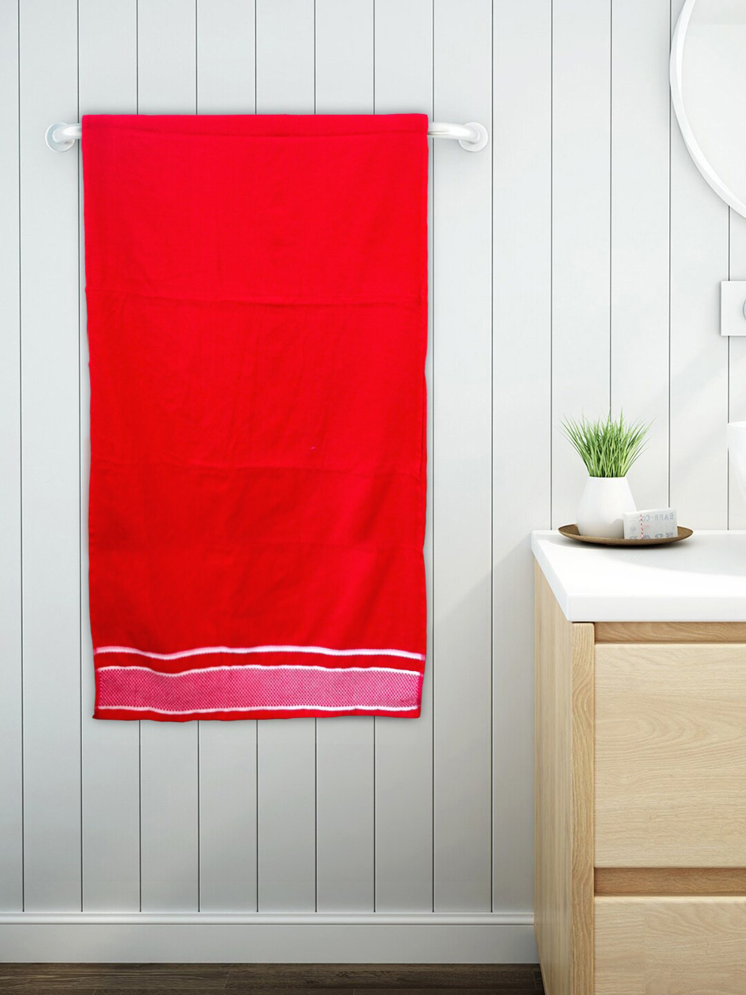 Kuber Industries Red Printed 400GSM Cotton Bath Towels