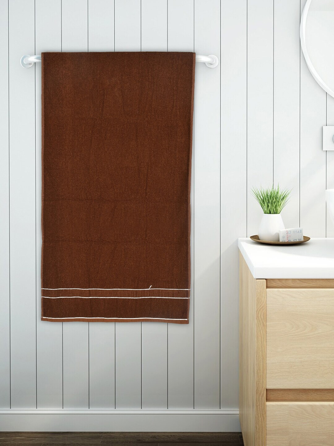 Kuber Industries Brown Solid 400GSM Cotton Bath Towels