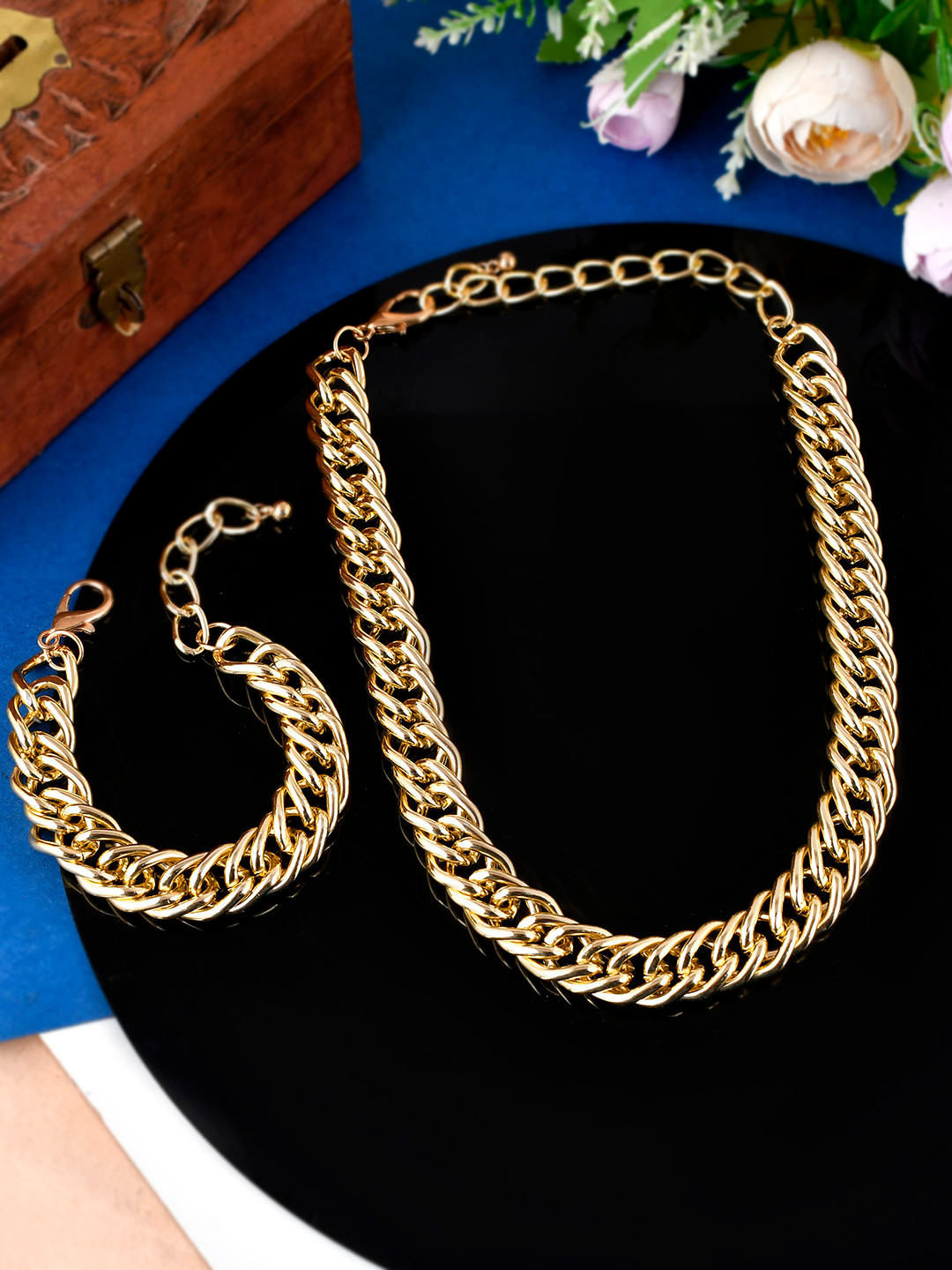 AQUASTREET Gold-Plated Chain-Link Jewellery Set