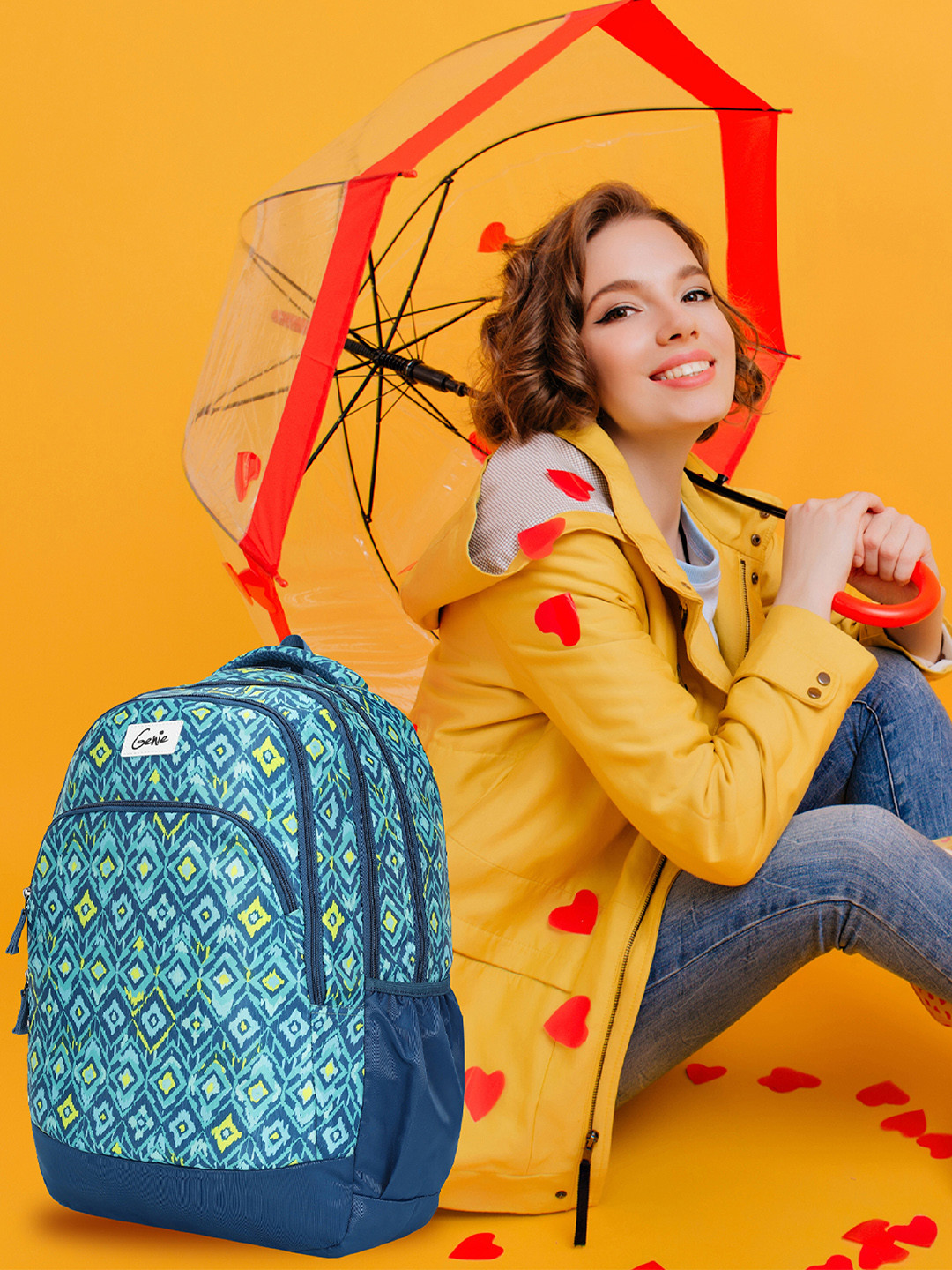 Genie Unisex Geometric Print Large Backpack - 36 L