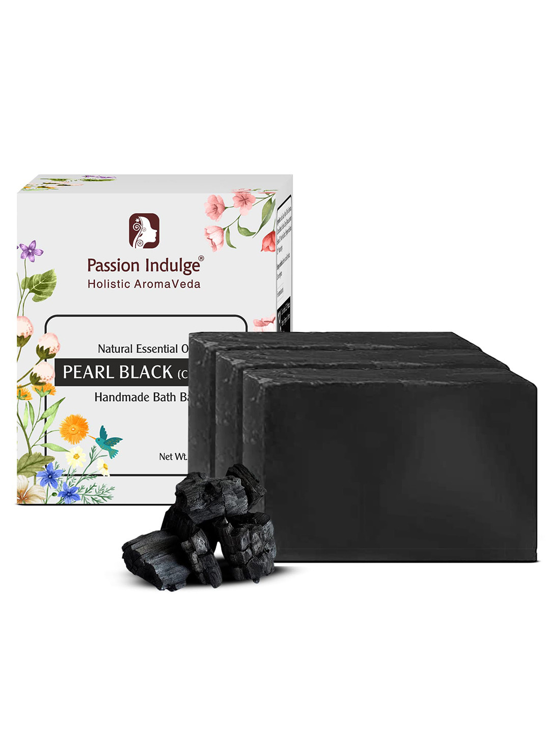 Passion Indulge Pack of 3 Natural Charcoal Handmade Bath Bar Soaps