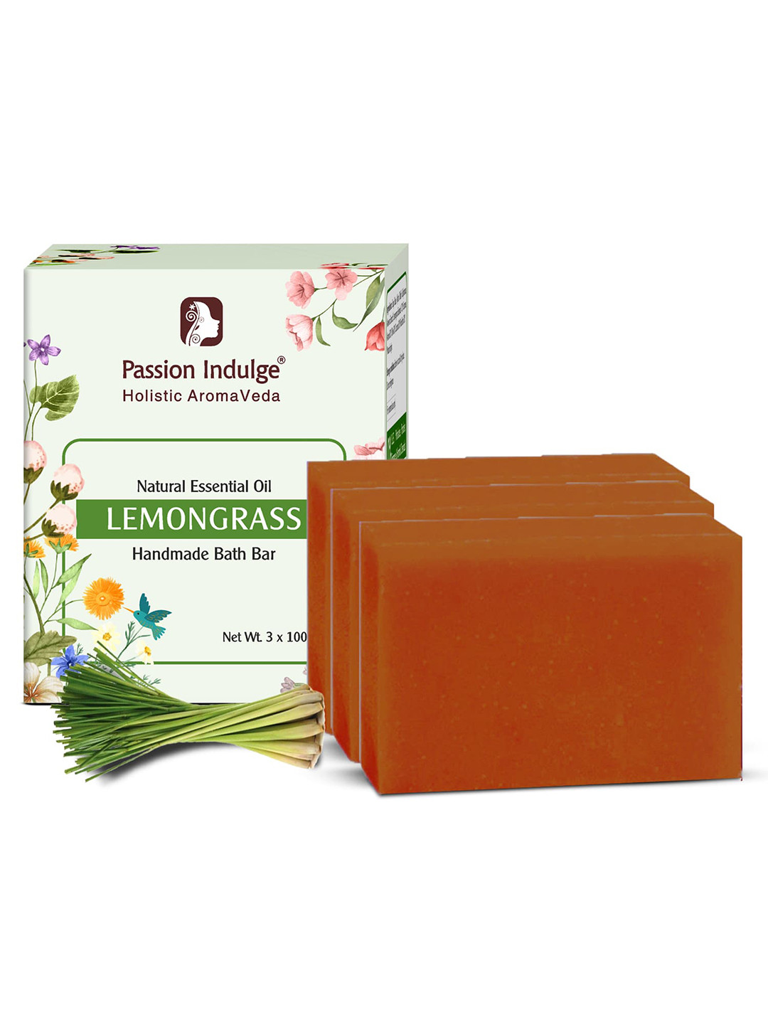 Passion Indulge Pack of 3 Natural Handmade Lemongrass Bath Bar Soaps