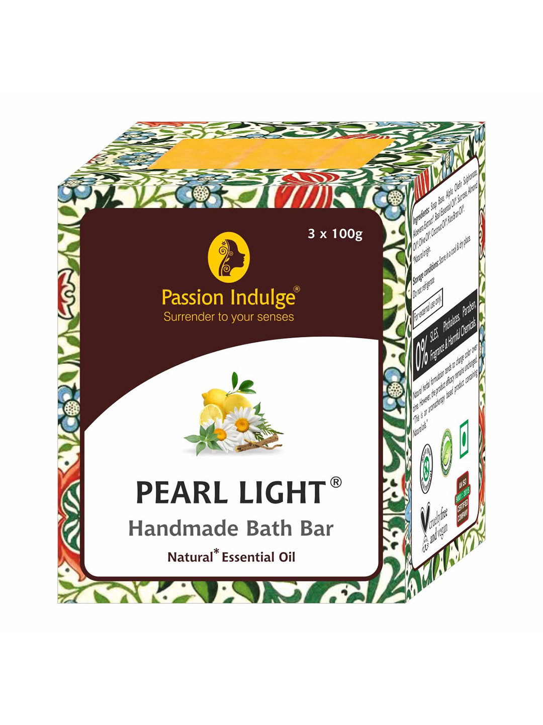 Passion Indulge Pack of 3 Natural Handmade Pearl Light Bath Bar Soaps