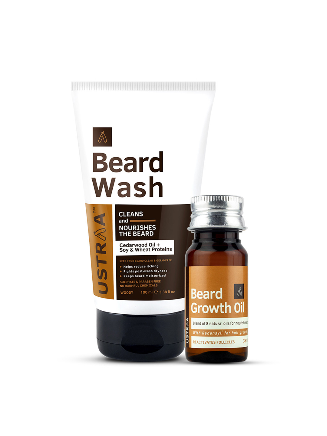 Ustraa Beard Growth Oil and Beard Wash Woody