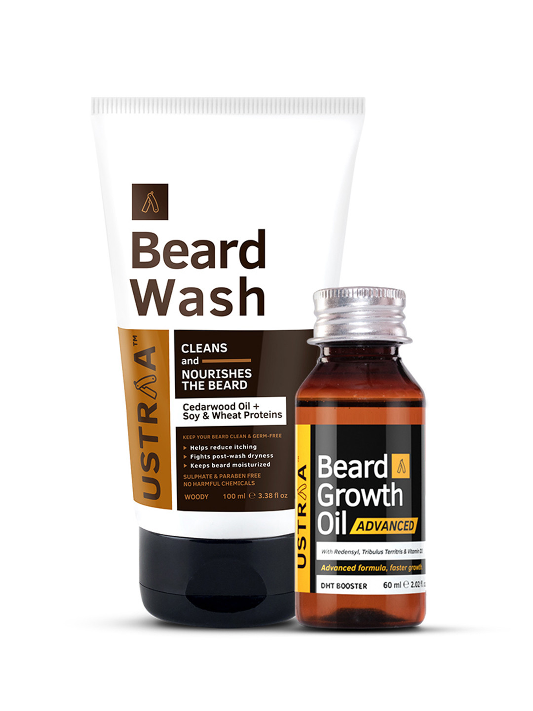 Ustraa Beard Growth Oil Advanced & Beard Wash Woody
