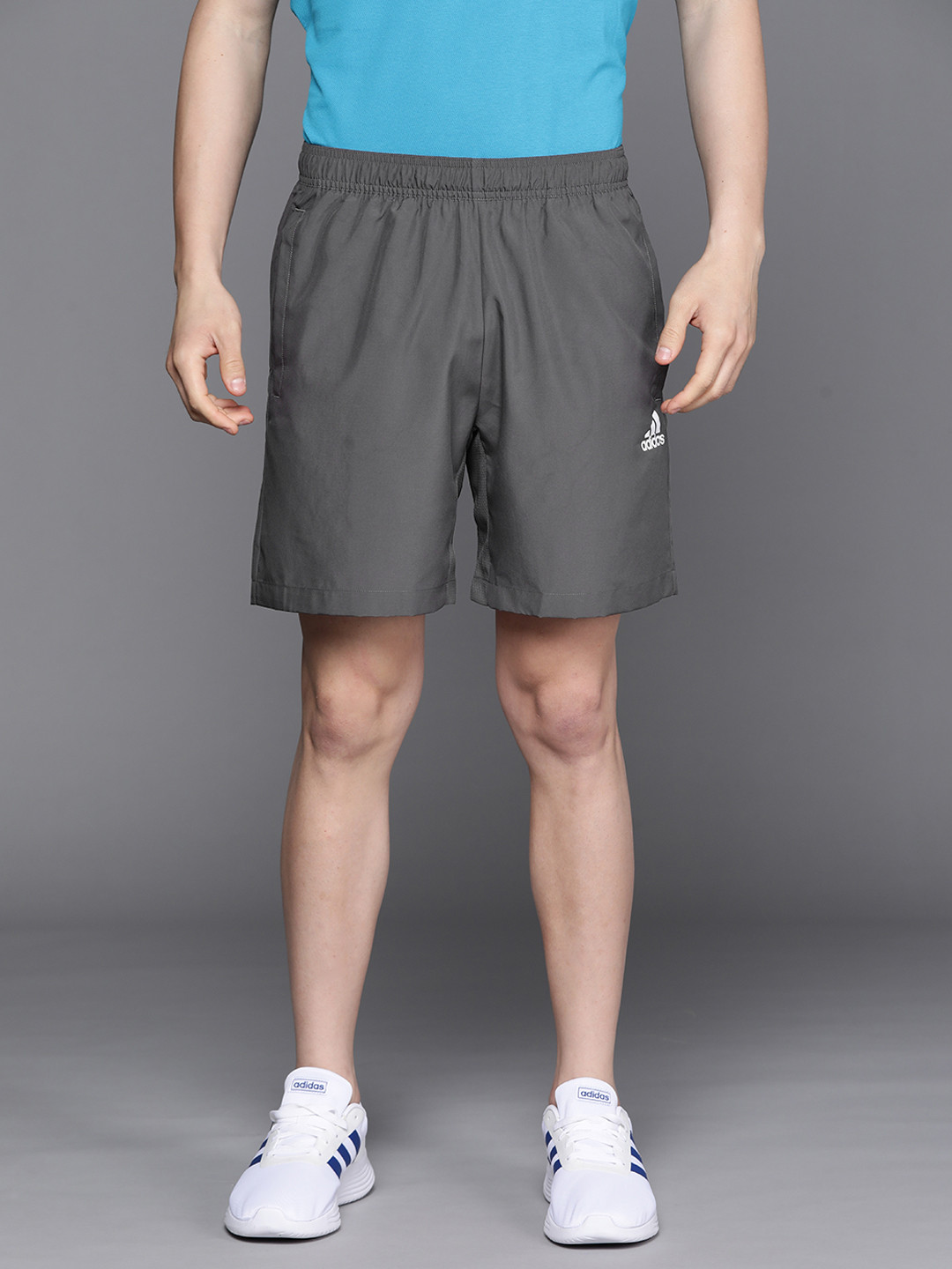 ADIDAS Men Charcoal Grey Solid WV SHO Sustainable Shorts