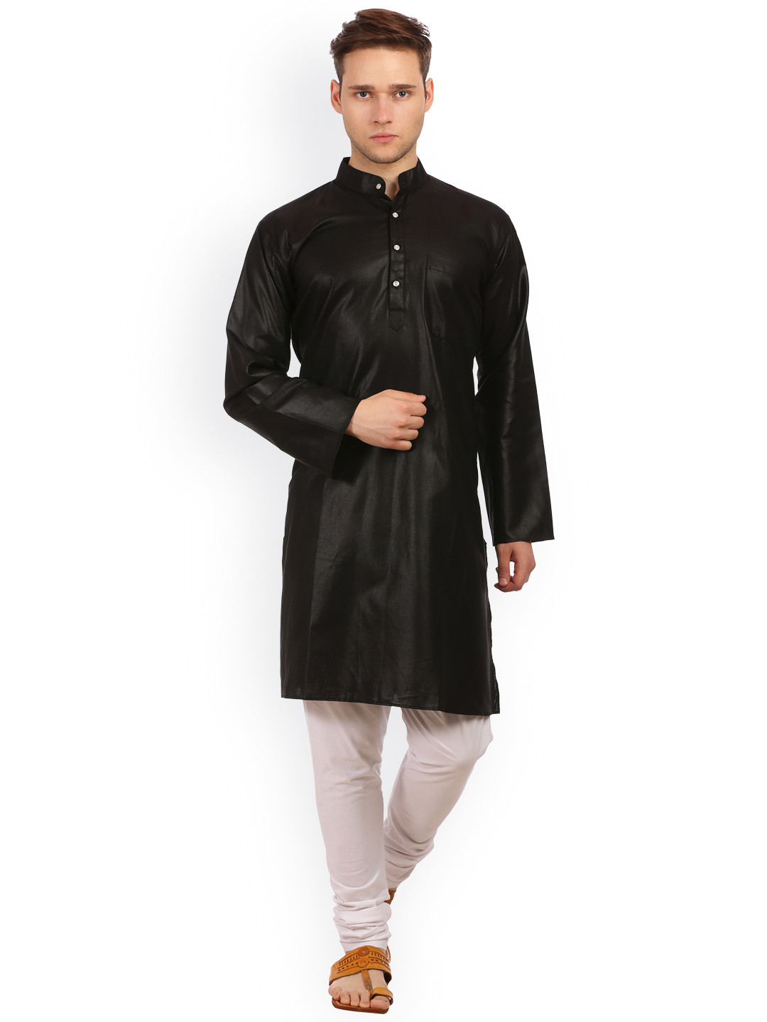 Wintage Black & White Cotton & Silk Kurta Pyjama