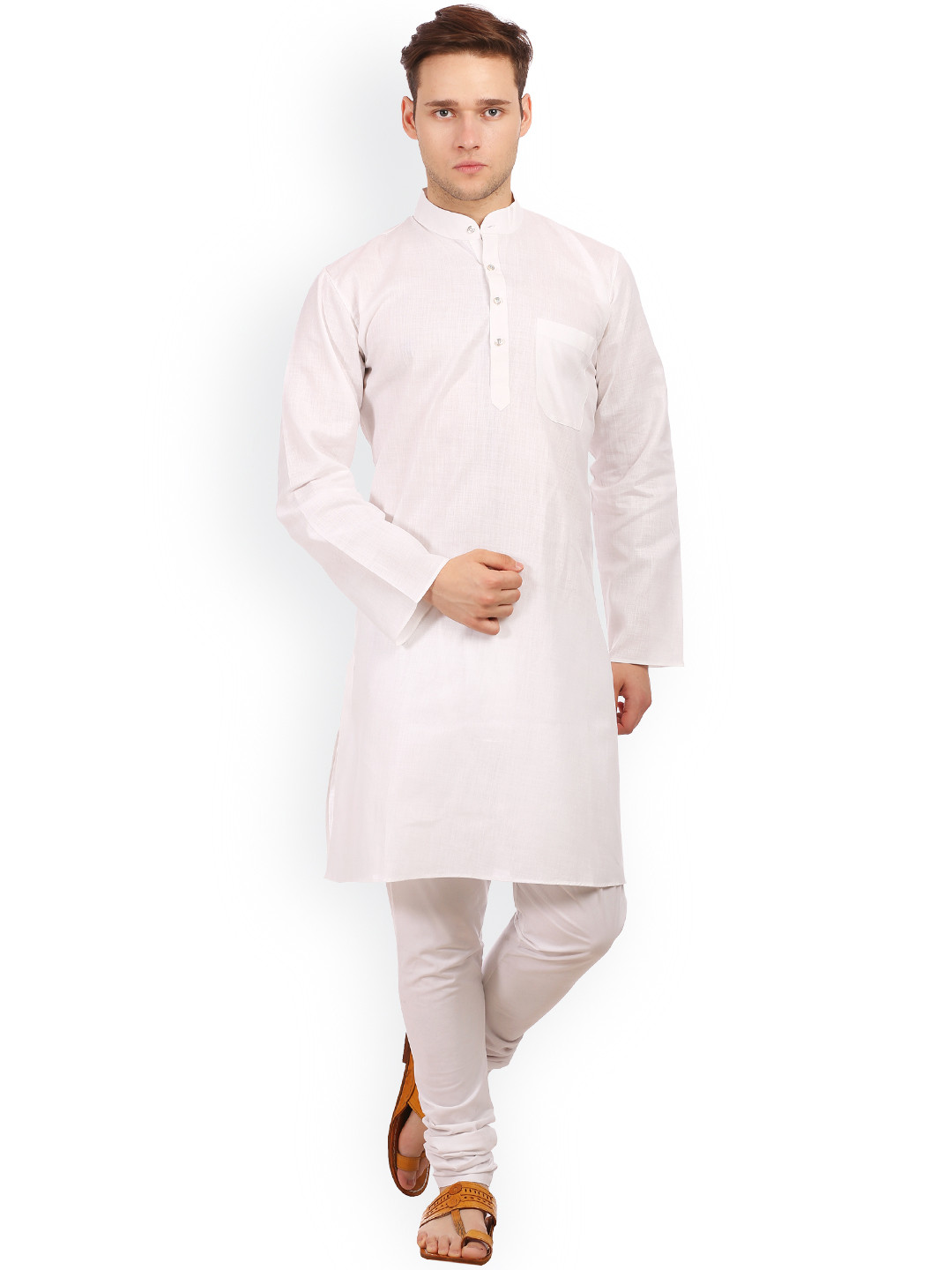 Wintage White Cotton & Silk Kurta Pyjama