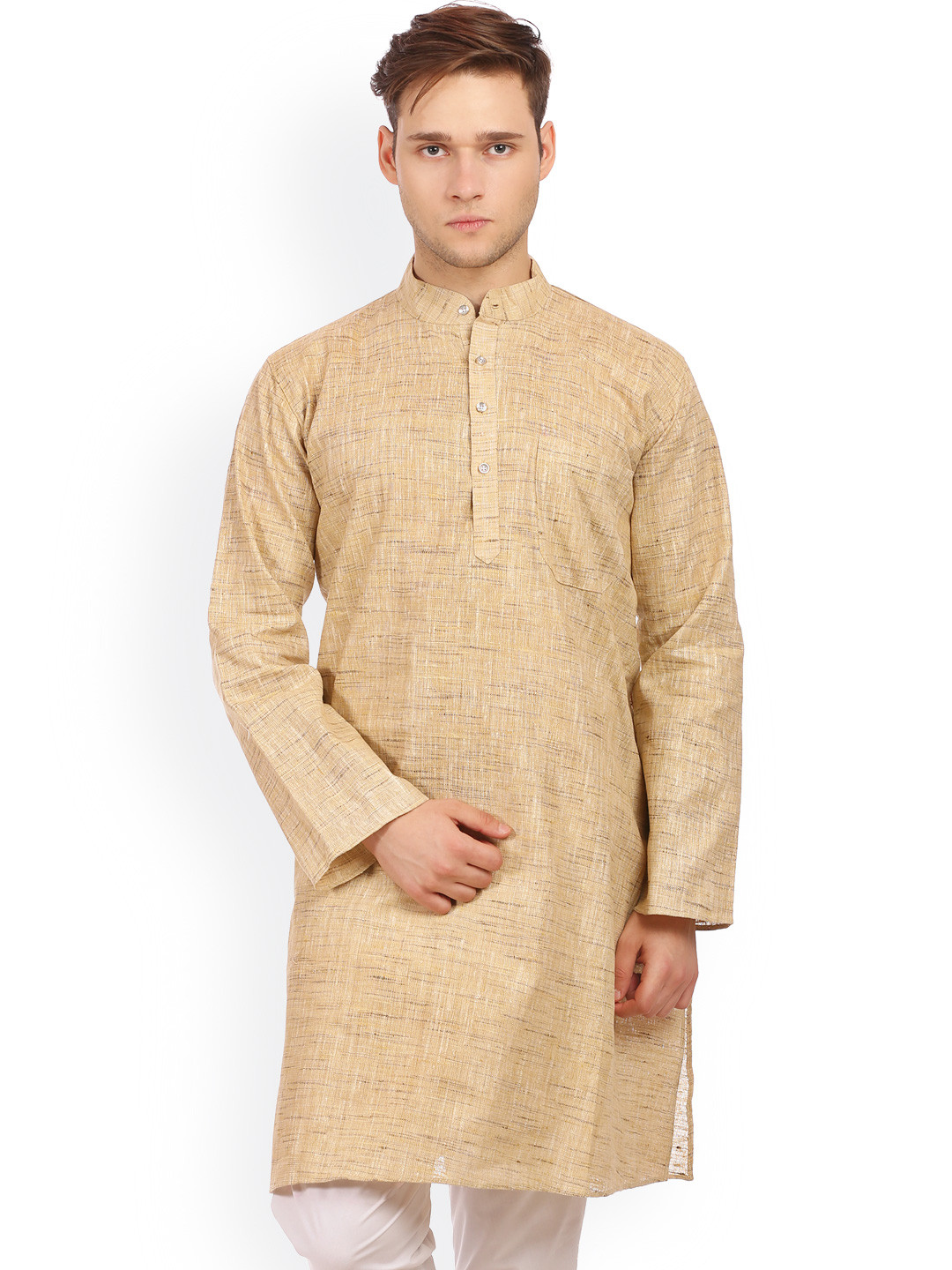 Wintage Beige & White Linen & Silk Kurta Pyjama