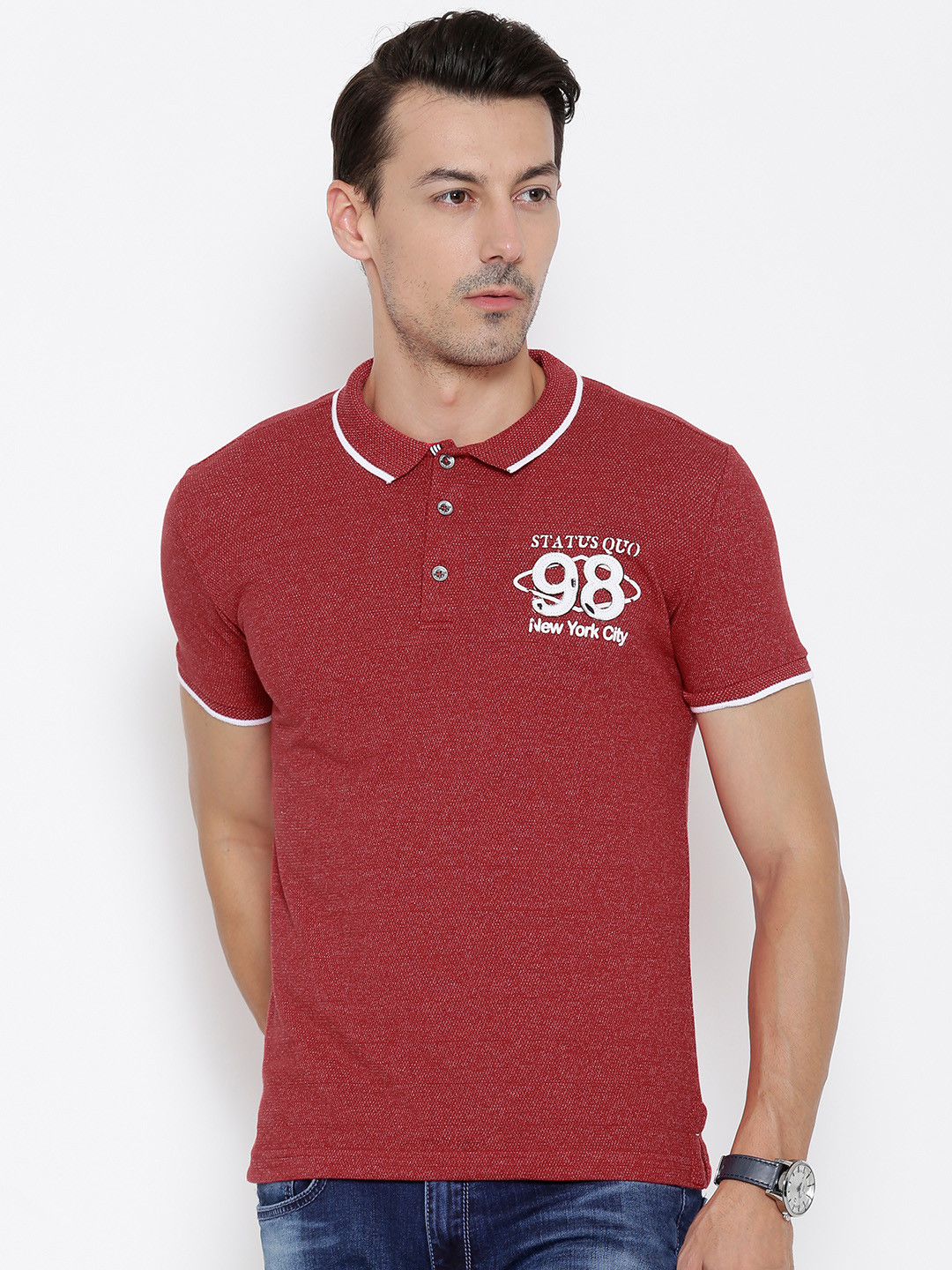 Status Quo Men Red Polo T-shirt
