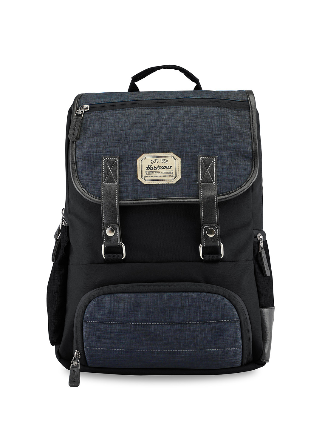Harissons Unisex Grey & Blue 14 Inch Laptop Backpack with Hip Strap