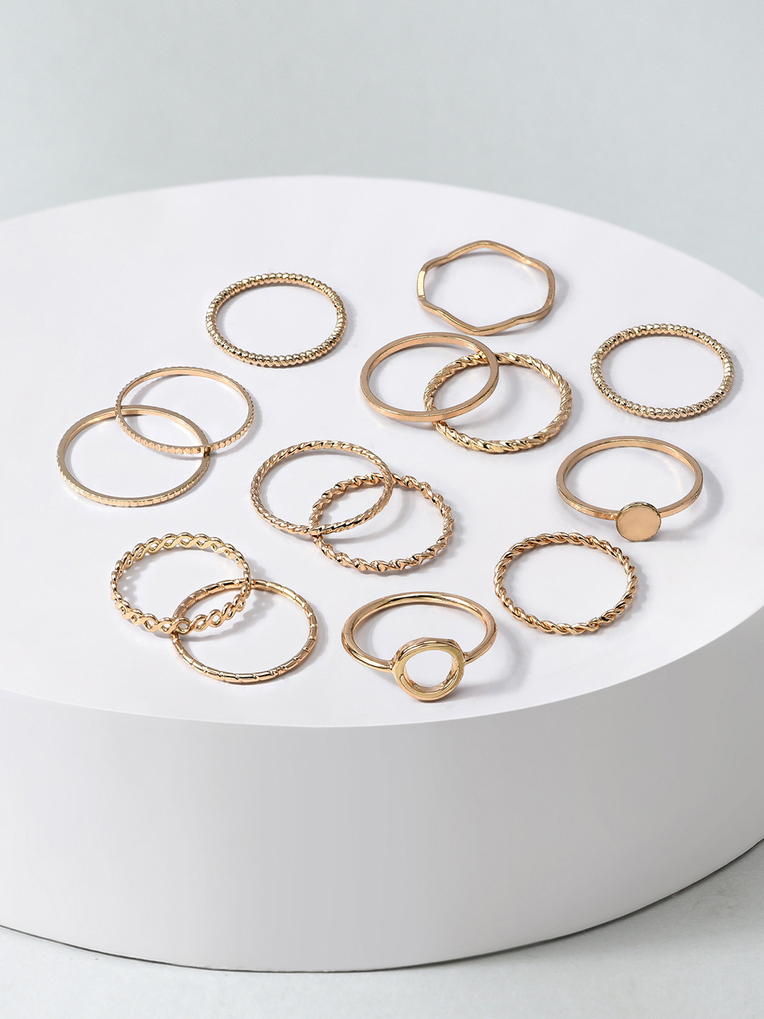 AMI Women Set Of 14 Gold-Plated Stackable Finger Rings