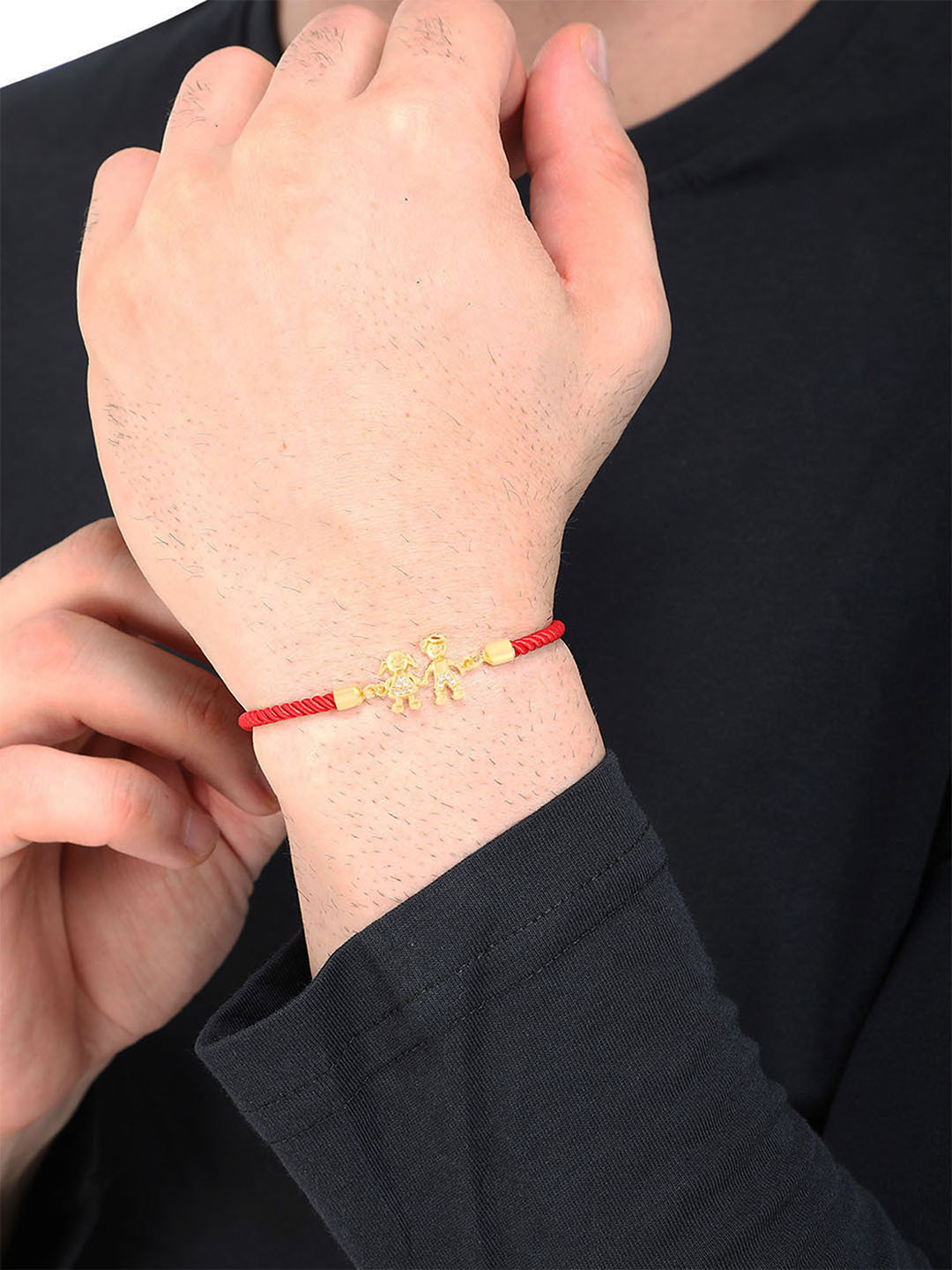 Yellow Chimes Men Red & Gold-Plated Childhood Charm Rakhi