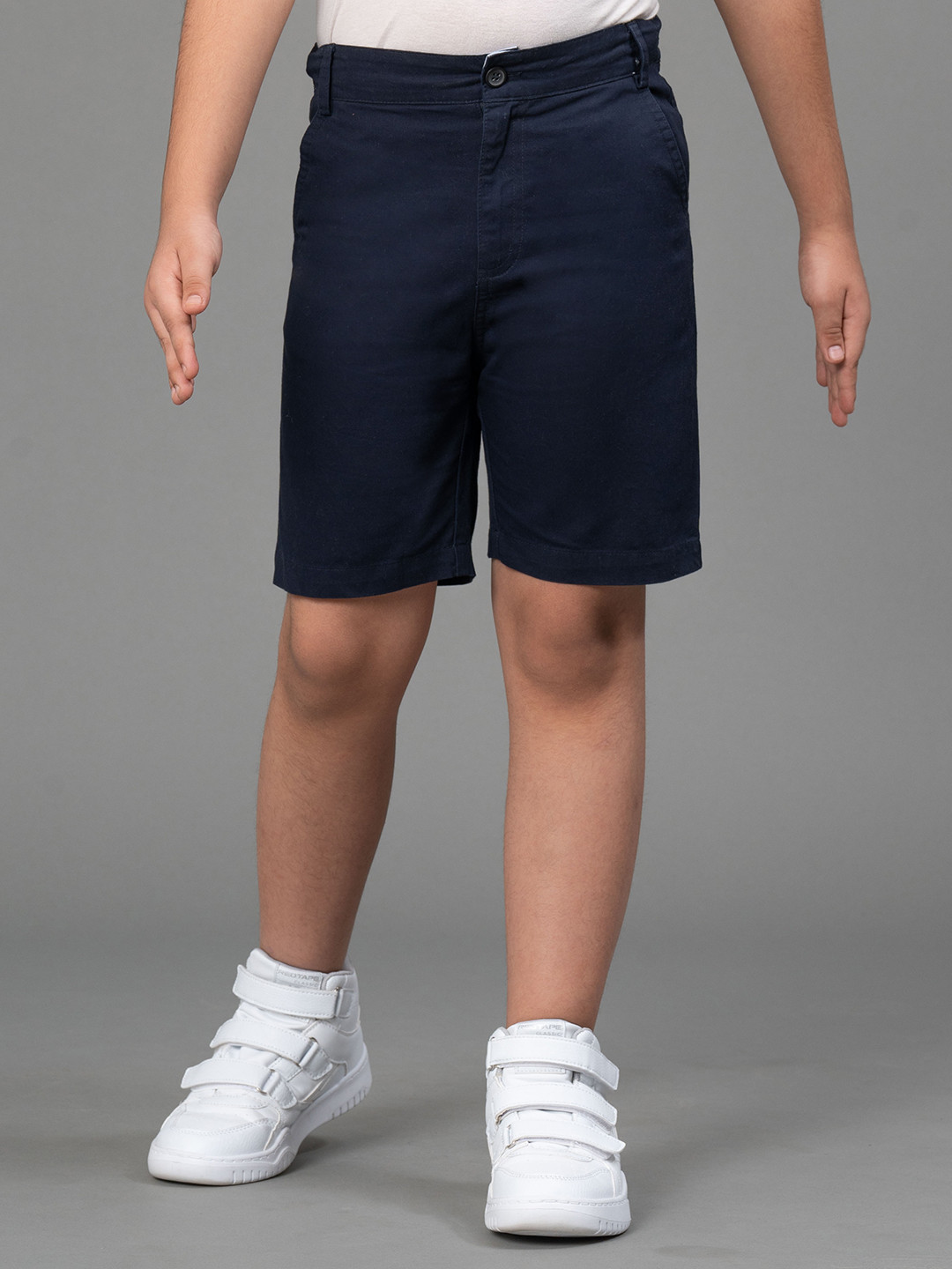 Red Tape Boys Navy Blue Solid Pure Cotton Mid-Rise Regular Shorts