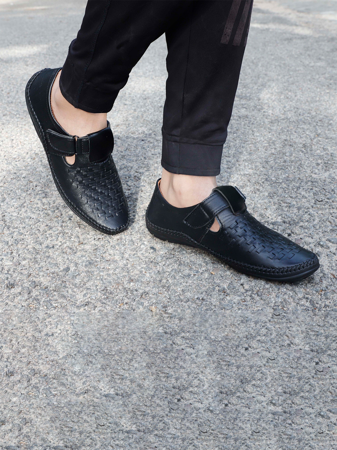 aadi Men Black Shoe-Style Sandals