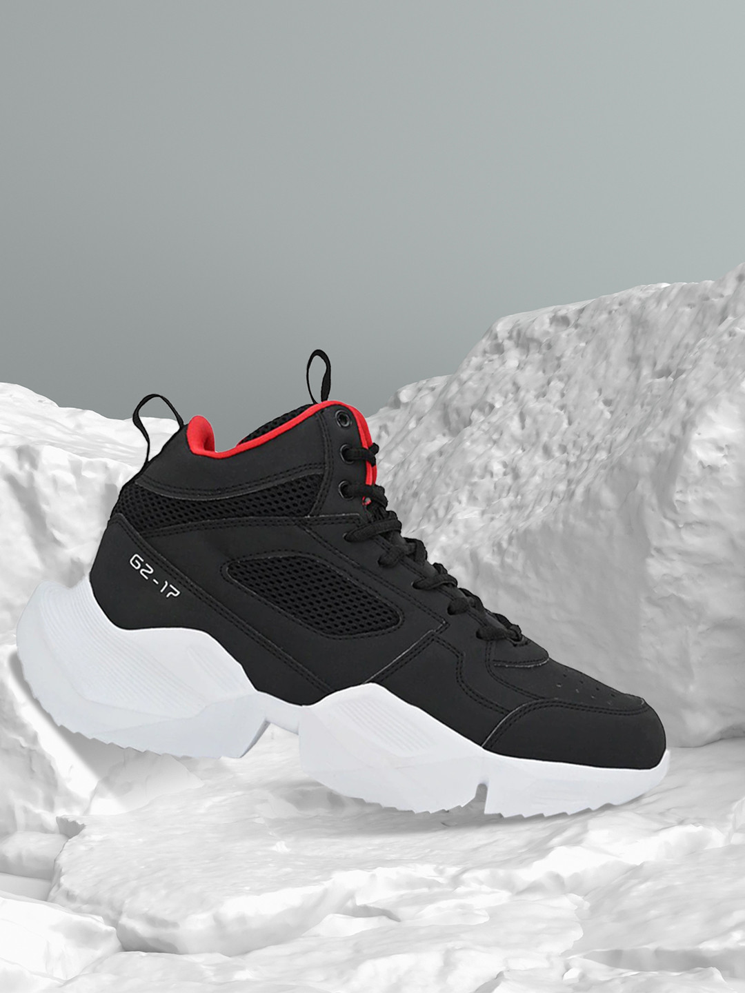 OFF LIMITS Men Black Mesh Mid-Top Non-Marking Shoes