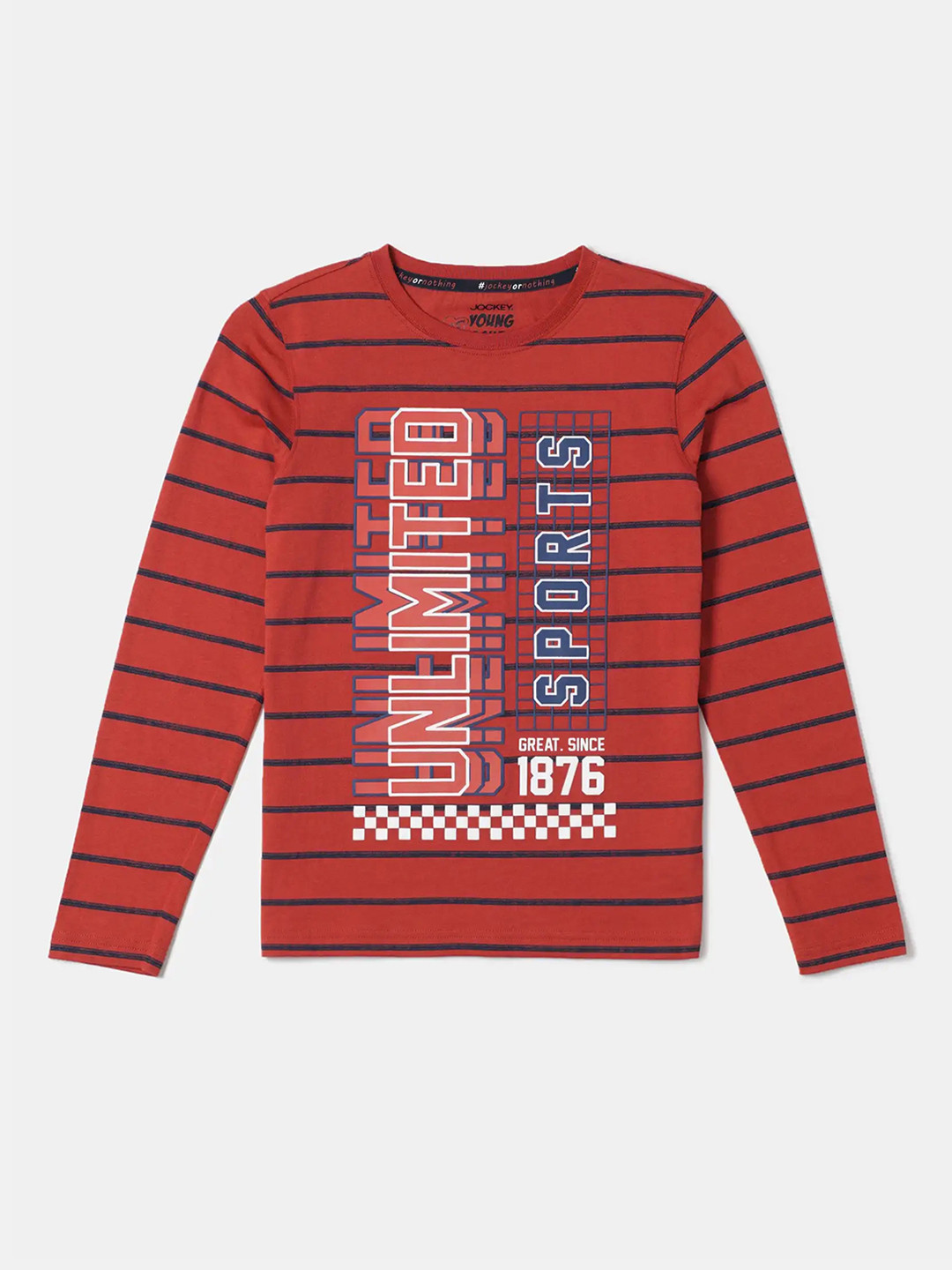 Jockey Boys Super Combed Cotton Round Neck Printed Full Sleeve T-shirt-CB04