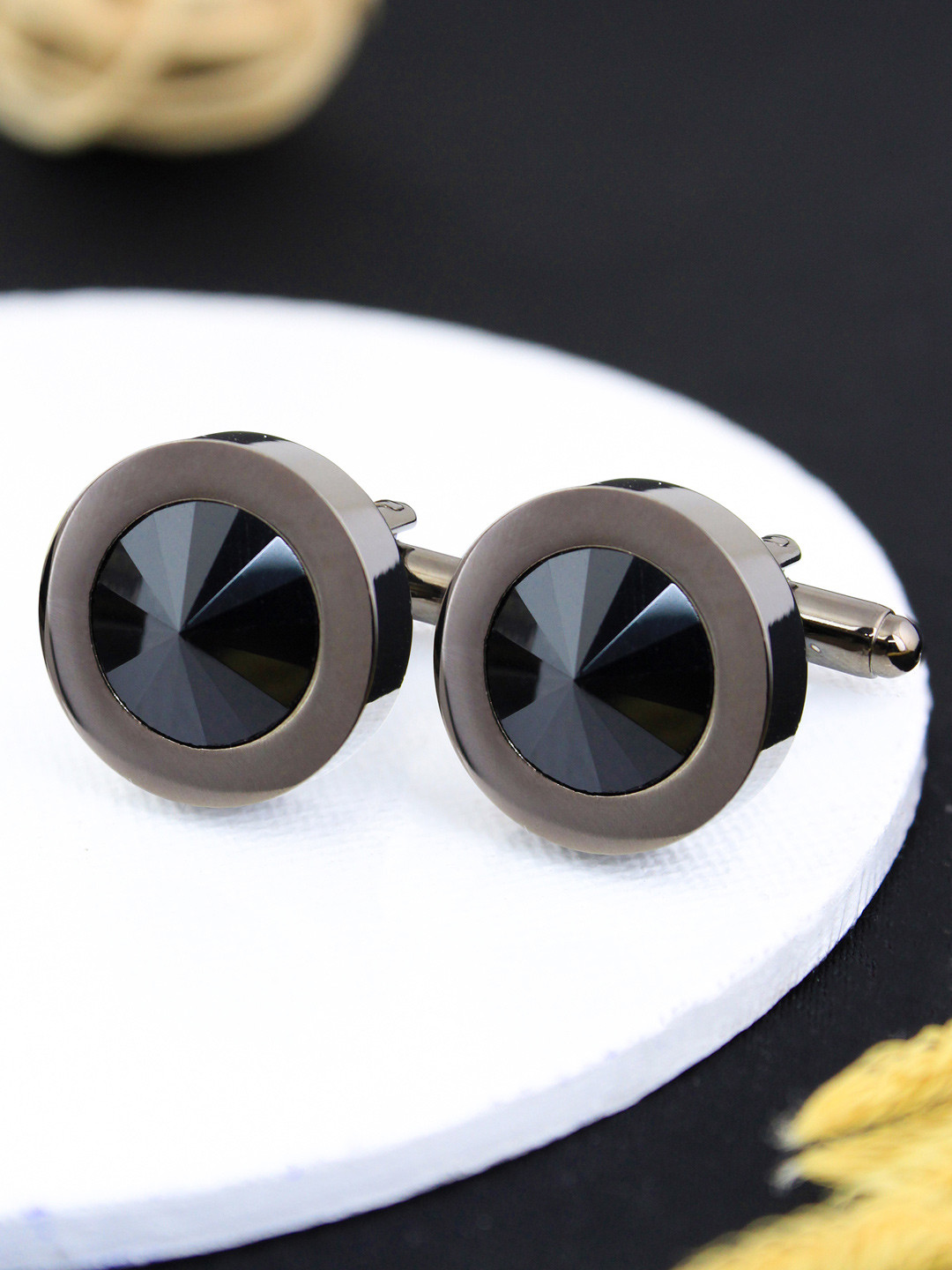 PELUCHE Men Grey Onyx Cufflinks