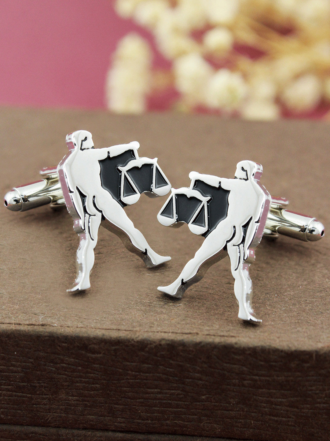 PELUCHE Silver-Toned The Libra Cufflink