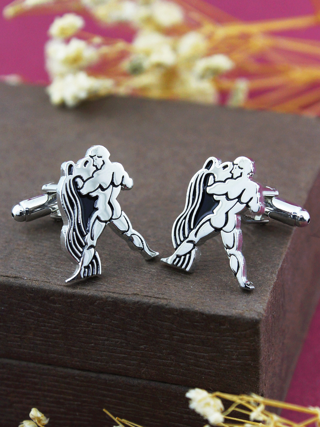 PELUCHE Silver-Toned Symbol Cufflink